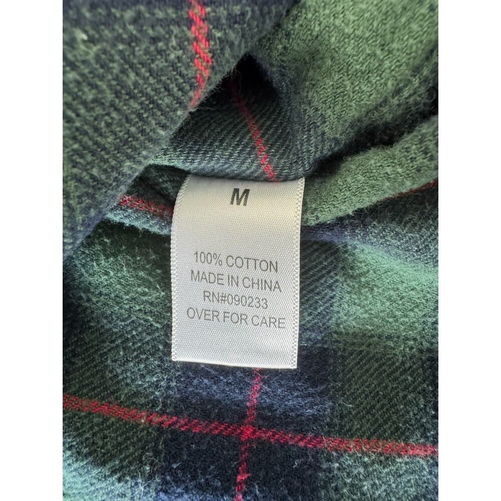 Playboy PacSun Green Blue Plaid Flannel Shirt Men’s Medium Long Sleeve - Picture 7 of 9